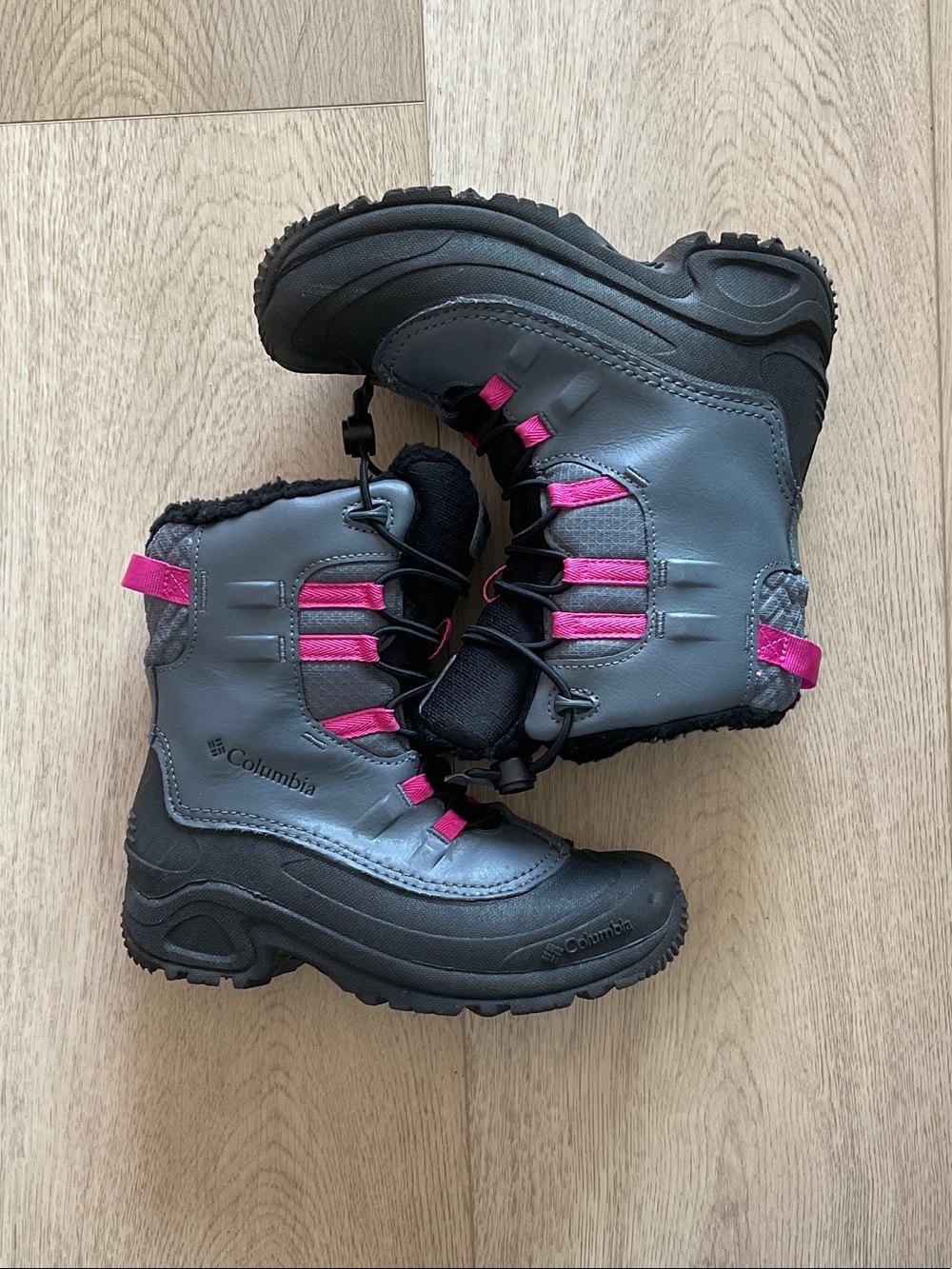 Columbia Gray and Pink Kids' Insulated Snow Boots